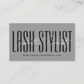 Lash Stylist moderne Typografie-Schrift grau Visitenkarte (Vorderseite)