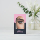 Lash Stylist Qr Code Arch Foto rosa und Marine Visitenkarte (Stehend Vorderseite)