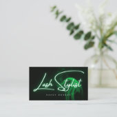Lash Stylist Typography Green Neon  Visitenkarte (Stehend Vorderseite)
