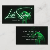 Lash Stylist Typography Green Neon  Visitenkarte (Vorne/Hinten)