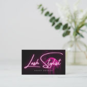 Lash Stylist Typography Pink Neon  Visitenkarte (Stehend Vorderseite)