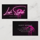 Lash Stylist Typography Pink Neon  Visitenkarte (Vorne/Hinten)