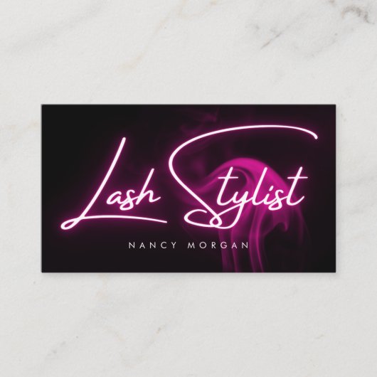 Lash Stylist Typography Pink Neon  Visitenkarte (Vorderseite)