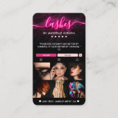 Lash Tech Black Pink Makeup Artist Portfolio Visitenkarte (Vorderseite)