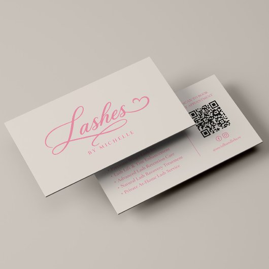 Lash Tech Elegant Lashes Script Pink Sand Visitenkarte