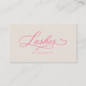 Lash Tech Elegant Lashes Script Pink Sand Visitenkarte (Vorderseite)
