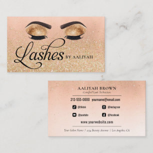 Lash Tech Gold Glam Glitzer Eyes Beauty Salon Visitenkarte