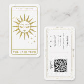 Lash Tech Golden Sun Tarot Social Media QR Visitenkarte (Vorne/Hinten)