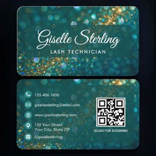 Lash Tech Grün Gold QR Code Professional Visitenkarte