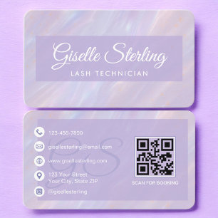 Lash Tech Lila Pastell QR Code Visitenkarte