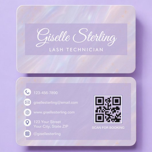Lash Tech Opal Holografischer QR-Code Professional Visitenkarte