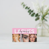 Lash Tech Pink 3 Foto Raster Qr Code Lash Artist Visitenkarte (Stehend Vorderseite)
