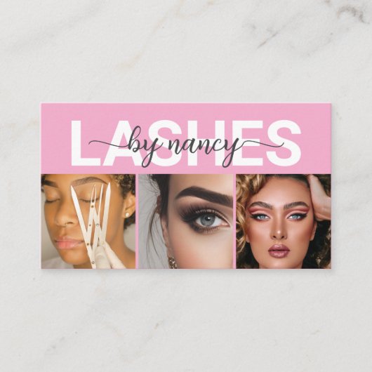 Lash Tech Pink 3 Foto Raster Qr Code Lash Artist Visitenkarte (Vorderseite)