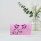 Lash Tech Pink Glam Glitzer Eyes Luxury Salon Visitenkarte (Stehend Vorderseite)