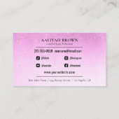 Lash Tech Pink Glam Glitzer Eyes Luxury Salon Visitenkarte (Rückseite)