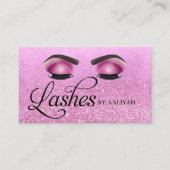 Lash Tech Pink Glam Glitzer Eyes Luxury Salon Visitenkarte (Vorderseite)