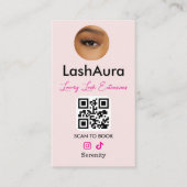 Lash Tech Pink Instagramm QR Code Foto Visitenkarte (Vorderseite)