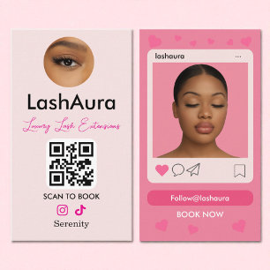 Lash Tech Pink Instagramm QR Code Foto Visitenkarte