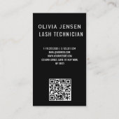 Lash Tech Salon Foto Black Luxury QR Code Visitenkarte (Rückseite)