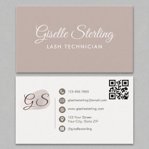 Lash Technician Blush Mauve Moderne Elegante QR Co Visitenkarte