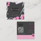 Lash Technician, Eyelash Infills QR Code Monogram  Quadratische Visitenkarte (Vorne/Hinten)