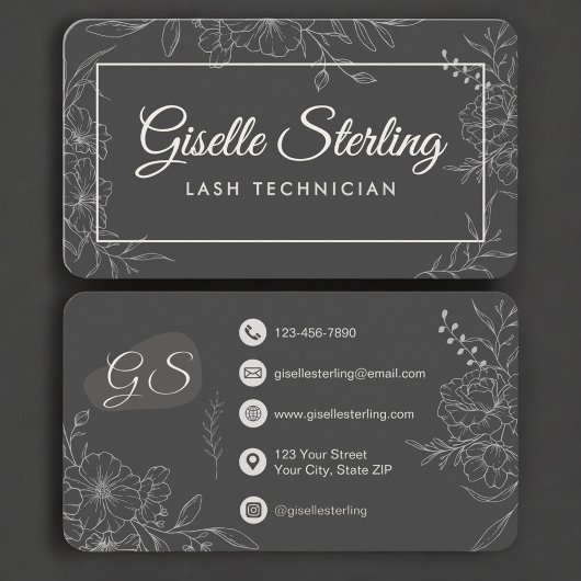 Lash Technician Floral Visitenkarte