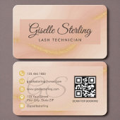 Lash Technician Neutral Beige Gold QR Code Visitenkarte