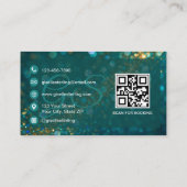 Lash Techniker Aquamarin Gold Glitzer QR Code Luxu Visitenkarte (Rückseite)