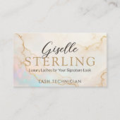 Lash Techniker Elegant Pearl Opal Gold Script Visitenkarte (Vorderseite)
