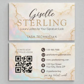 Lash Techniker Elegant Pearl Opal Gold Script Visitenkarte