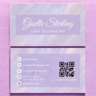 Lash Techniker Iridescent Pastel Opal Holographic Visitenkarte