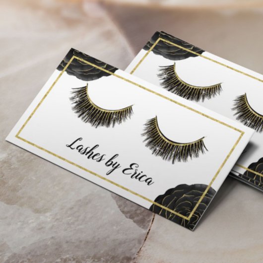 Lash Techniker Makeup Artist Black Floral Treuekarte