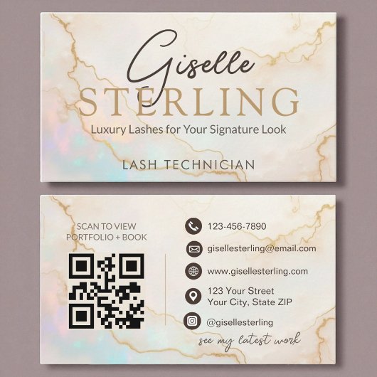 Lash-Technikerin Opal Stone QR Code Visitenkarte
