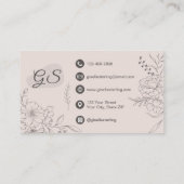 Lash Technique Blush Pink Bloral Line Art Script Visitenkarte (Rückseite)