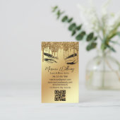 lash und braun artist qr code golden dripping visitenkarte (Stehend Vorderseite)