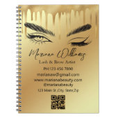 lash und braun Künstler qr Code Gold tropfen Luxus Notizblock (Vorderseite)