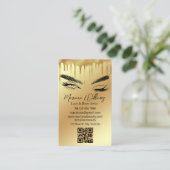 lash und braun Künstler qr Code Goldtropfen Visitenkarte (Stehend Vorderseite)