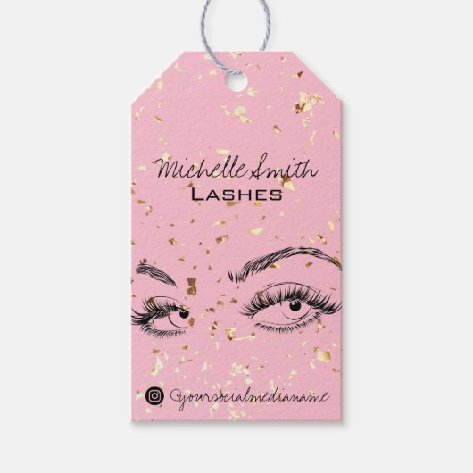 Lash Verlängerung Lashes Gold Glitzer Aftercare Ki Geschenkanhänger (Vorderseite)