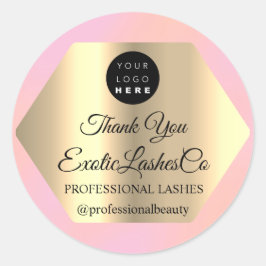 Lash Vielen Dank Makeup Artist Gold Logo Rosa Rose Runder Aufkleber