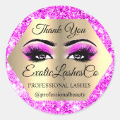 Lash Vielen Dank Makeup Lashes Gold Hot Pink Runder Aufkleber (Vorderseite)