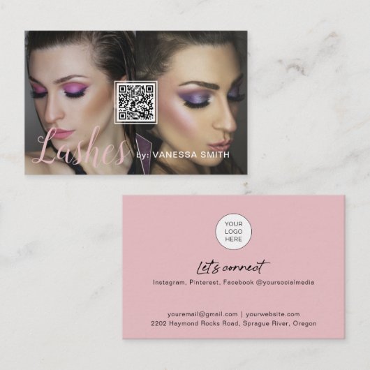 Lash-Visitenkarte mit QR-Code und Fotos Visitenkarte (Vorne/Hinten)