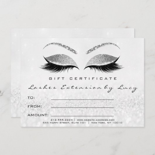 Lash White Silver Makeup Certificate Geschenk Glit (Vorne/Hinten)