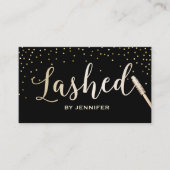 Lashed Gold Script Gold Confetti Eyelash Extension Visitenkarte (Vorderseite)
