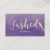 Lashed Makeup Artist Gold Script Lila Visitenkarte (Vorderseite)