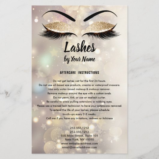 Lashes AFTERCARE-Anweisungen Flyer (Vorne)