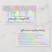 Lashes Aftercare-Einhorn-holografische Glitzer-Tro Visitenkarte (Vorne/Hinten)