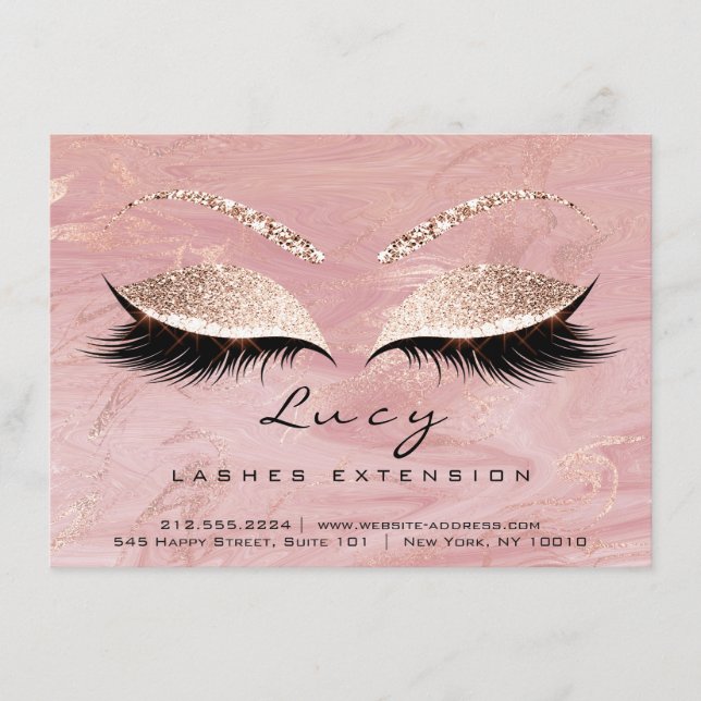Lashes Aftercare Instruction Pink Marble (Vorderseite)