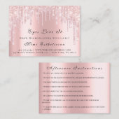 Lashes Aftercare Instruction Pink Tropfen Terminkarte (Vorne/Hinten)