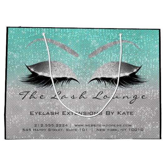 Lashes Aftercare Instruction Silver Blue Große Geschenktüte (Rückseite)