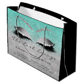 Lashes Aftercare Instruction Silver Blue Große Geschenktüte (Rückseite Schrägansicht)